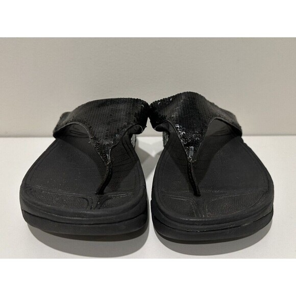 FitFlop women size US 8 UK 6 EU 39 black sequences slip-on thong flip flops - Picture 1 of 13